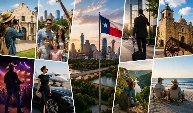 Texas travel experiences for families, business travelers, history lovers, luxury visitors, music fans, and outdoor enthusiasts.